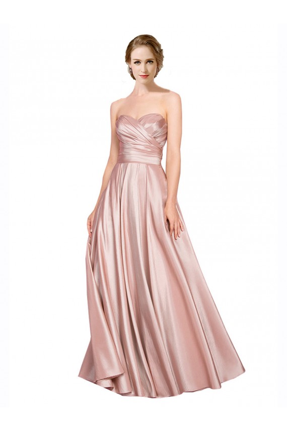 Trapèze Sans bretelle Satiné Stretch Longue Formelles Robes demoiselle d'honneur / Robes de soirée / Robes de bal Grossiste