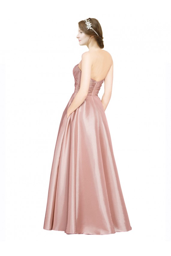 Trapèze Sans bretelle Satiné Stretch Longue Formelles Robes demoiselle d'honneur / Robes de soirée / Robes de bal Grossiste