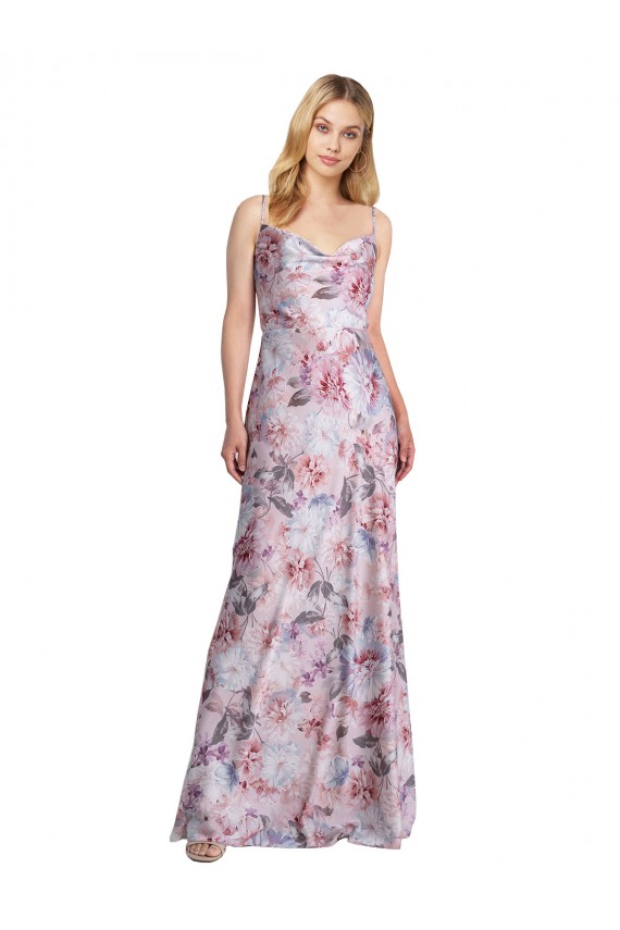 Trapèze Satiné Stretch Floral Longue Formelles Robes demoiselle d'honneur / Robes de soirée Grossiste