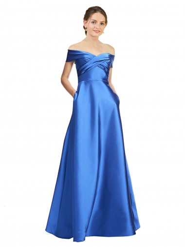 Trapèze Épaule Dénudée Satiné Longue Formelles Robes demoiselle d'honneur / Robes de soirée / Robes de bal Grossiste
