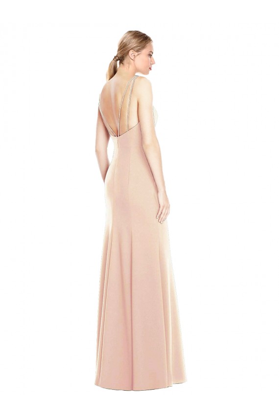 Trompette Bateau Crêpe Stretch Longue Robes demoiselle d'honneur / Robes de bal Grossiste