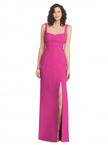 Trompette Col Carré Crêpe Stretch Longue Robes demoiselle d'honneur / Robes de bal Grossiste