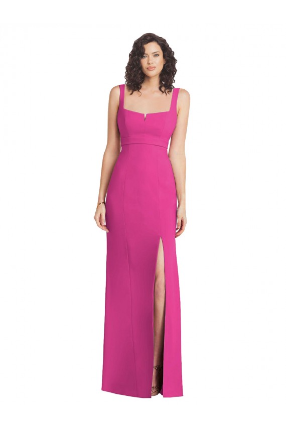 Trompette Col Carré Crêpe Stretch Longue Robes demoiselle d'honneur / Robes de bal Grossiste