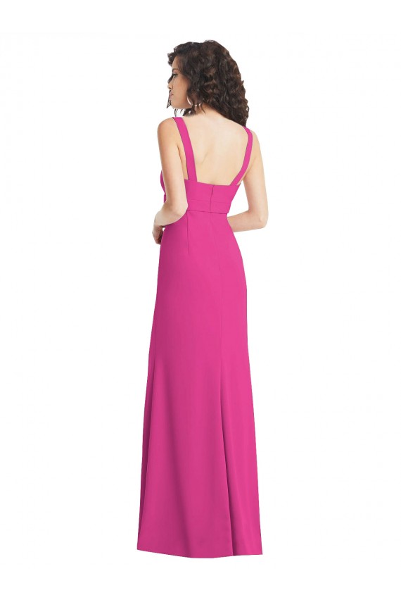 Trompette Col Carré Crêpe Stretch Longue Robes demoiselle d'honneur / Robes de bal Grossiste