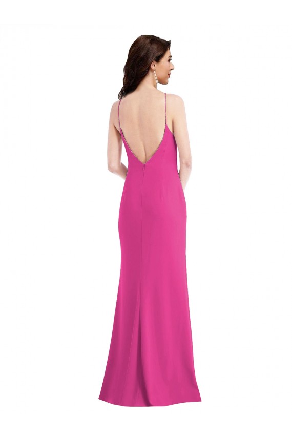 Trompette Licou Col Haut Crêpe Stretch Longue Formelles Robes demoiselle d'honneur / Robes de soirée / Robes de bal Grossiste