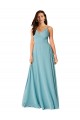 Turquoise Trapèze Col V Mousseline Longue Robes demoiselle d'honneur Grossiste