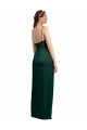 Vert Chasseur Colonne Bretelles spaghetti Col Carré Satiné Stretch Longue Formelles Robes demoiselle d'honneur / Robes de soirée / Robes de bal Grossiste