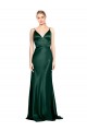 Vert Chasseur Fourreau Bretelles spaghetti Col V Satiné Stretch Longue Formelles Robes demoiselle d'honneur / Robes de soirée / Robes de bal Grossiste