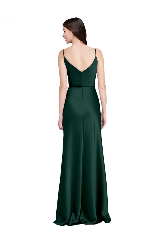 Vert Chasseur Fourreau Satiné Stretch Longue Formelles Robes demoiselle d'honneur / Robes de soirée / Robes de bal Grossiste