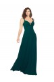 Vert Chasseur Trapèze Col V Mousseline Longue Robes demoiselle d'honneur Grossiste