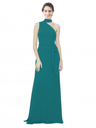 Vert Chasseur Trapèze Mousseline Longue Robes demoiselle d'honneur Grossiste