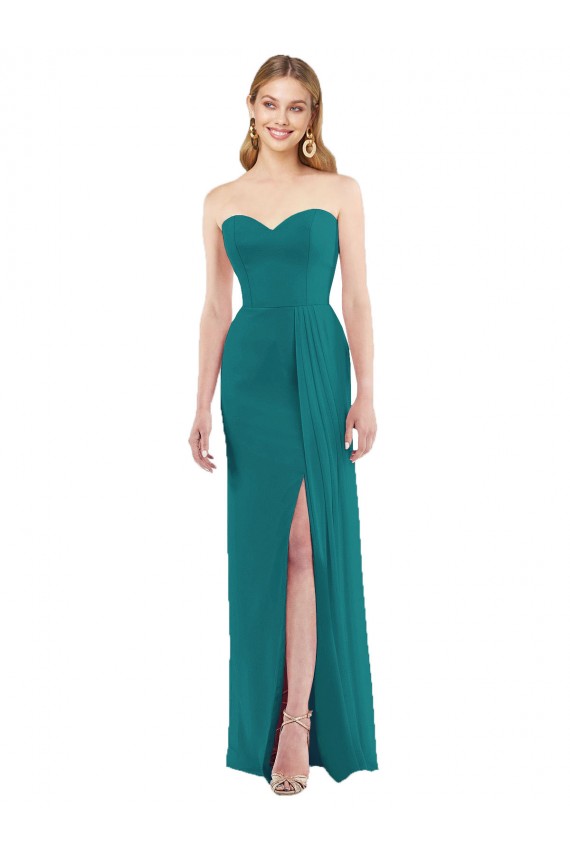 Vert Chasseur Trompette Sans bretelle Mousseline Longue Robes demoiselle d'honneur Grossiste