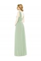 Vert Sauge Trapèze Bretelles spaghetti Mousseline Longue Robes demoiselle d'honneur Grossiste