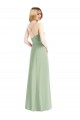 Vert Sauge Trapèze Bretelles spaghetti Mousseline Longue Robes demoiselle d'honneur Grossiste