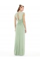 Vert Sauge Trapèze Mousseline Longue Robes demoiselle d'honneur Grossiste
