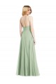 Vert Sauge Trompette Bretelles spaghetti Col Carré Mousseline Longue Formelles Robes demoiselle d'honneur / Robes de soirée Grossiste