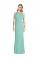 Vert de jade Sirène Col bijou Mousseline Longue Robes demoiselle d'honneur Grossiste