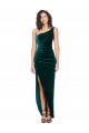 Vert foncé Fourreau Velours Stretch Longue Asymétrique Robes demoiselle d'honneur / Robes de bal Grossiste