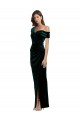 Vert foncé Fourreau Épaule Dénudée Velours Stretch Longue Asymétrique Formelles Robes demoiselle d'honneur / Robes de soirée / Robes de bal Grossiste