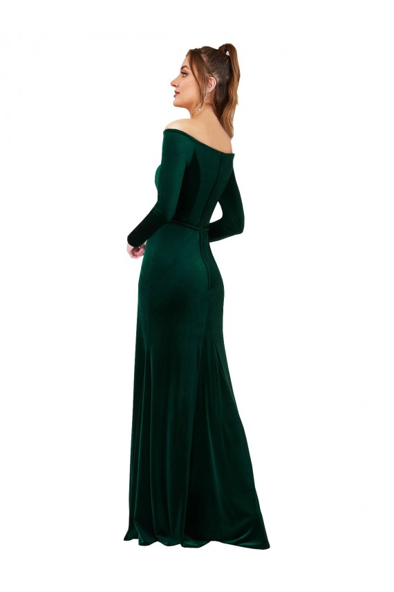Vert foncé Fourreau Épaule Dénudée Velours Stretch Longue Formelles Robes demoiselle d'honneur / Robes de soirée / Robes de bal Grossiste