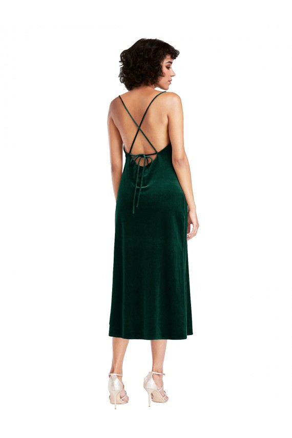 Vert foncé Fourreau midi Velours Stretch Courte Robes demoiselle d'honneur / Robes de soirée / Robes de cocktail Grossiste
