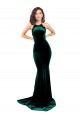 Vert foncé Sirène Col Haut Balayage train Velours Stretch Longue Formelles Robes demoiselle d'honneur / Robes de soirée / Robes de bal Grossiste
