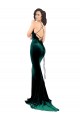 Vert foncé Sirène Col Haut Balayage train Velours Stretch Longue Formelles Robes demoiselle d'honneur / Robes de soirée / Robes de bal Grossiste