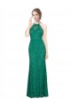 Vert foncé Sirène Licou Col Haut Dentelle Longue Robes demoiselle d'honneur / Robes de bal Grossiste