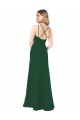 Vert foncé Trapèze Col V Mousseline Longue Robes demoiselle d'honneur Grossiste