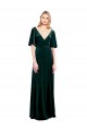 Vert foncé Trapèze Col V Velours Stretch Longue Robes demoiselle d'honneur / Robes de bal Grossiste
