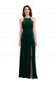 Vert foncé Trapèze Licou Col Haut Velours Stretch Longue Robes demoiselle d'honneur / Robes de bal Grossiste