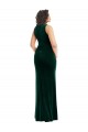 Vert foncé Trompette Col Carré Velours Stretch Longue Robes demoiselle d'honneur / Robes de bal Grossiste