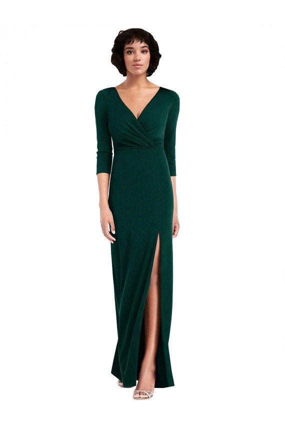 Vert foncé Trompette Col V Spandex Longue Formelles Robes demoiselle d'honneur / Robes de soirée / Robes de bal Grossiste