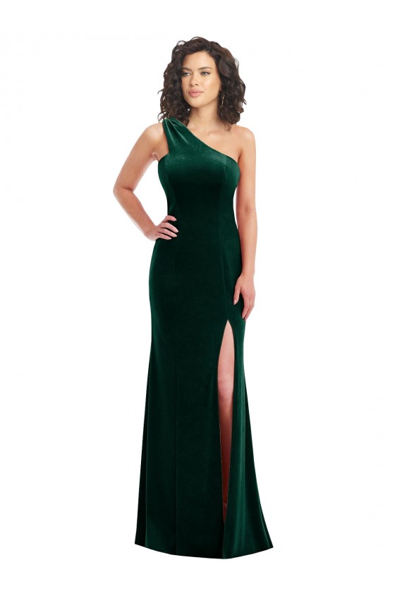 Vert foncé Trompette Velours Stretch Longue Robes demoiselle d'honneur / Robes de bal Grossiste