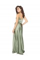 Vert fumée Trapèze Col V Satiné Soyeux Longue Formelles Robes demoiselle d'honneur / Robes de soirée Grossiste