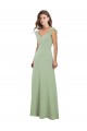 Vert fumée Trapèze Mousseline Longue Robes demoiselle d'honneur Grossiste