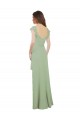 Vert fumée Trapèze Mousseline Longue Robes demoiselle d'honneur Grossiste