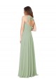 Vert fumée Trapèze Mousseline Longue Robes demoiselle d'honneur Grossiste