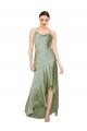 Vert fumée Trapèze Satiné Soyeux Longue Asymétrique Formelles Robes demoiselle d'honneur / Robes de soirée / Robes de bal Grossiste