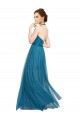 Vert sarcelle Trapèze Licou Col Haut Tulle Longue Robes demoiselle d'honneur Grossiste