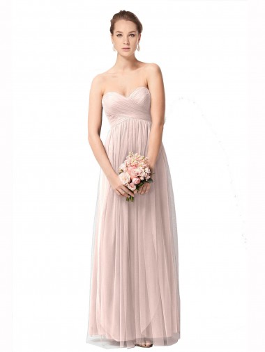 Vintage Rose Trapèze Tulle Longue Robes demoiselle d'honneur Grossiste