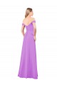 Violet Trapèze Épaule Dénudée Mousseline Longue Robes demoiselle d'honneur Grossiste